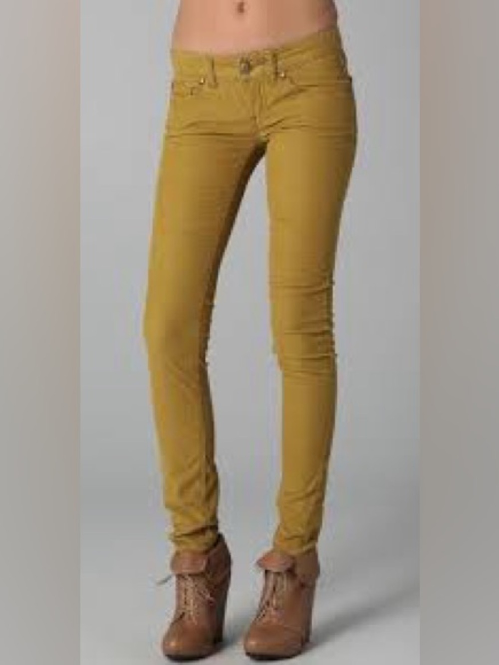 ❤️ Free People Skinny Stretch Cords Jeans in Mustard Yellow Size 28